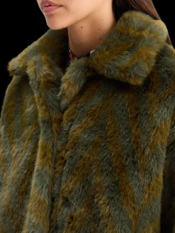 Discount A-LINE FAUX FUR COAT Women Jackets & Coats
