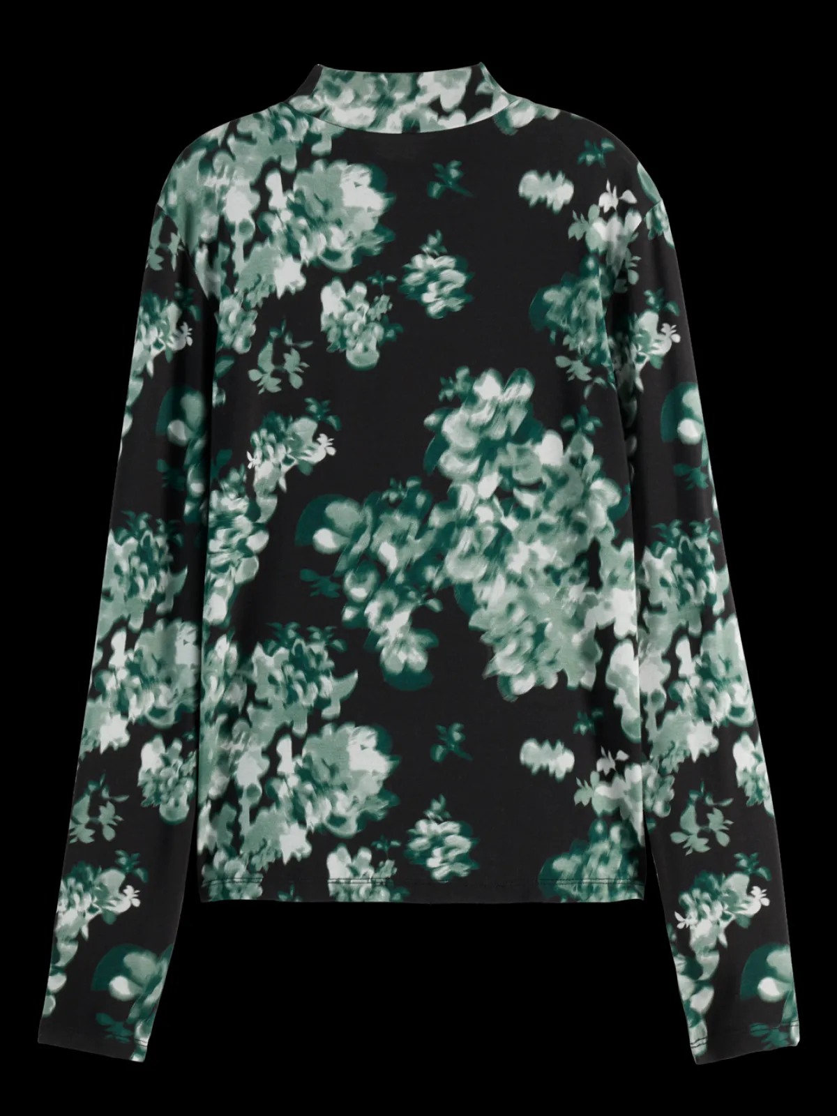 Hot All over printed mock neck LS t-shirt Women Blouses & Shirts