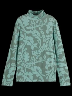 Sale ALLOVER PRINTED MOCK NECK LONG-SLEEVED T-SHIRT Kids T-shirts & Tops