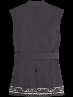 Online BELTED GILET WITH PALM EMBROIDERY Women Tops & T-shirts|Blazers