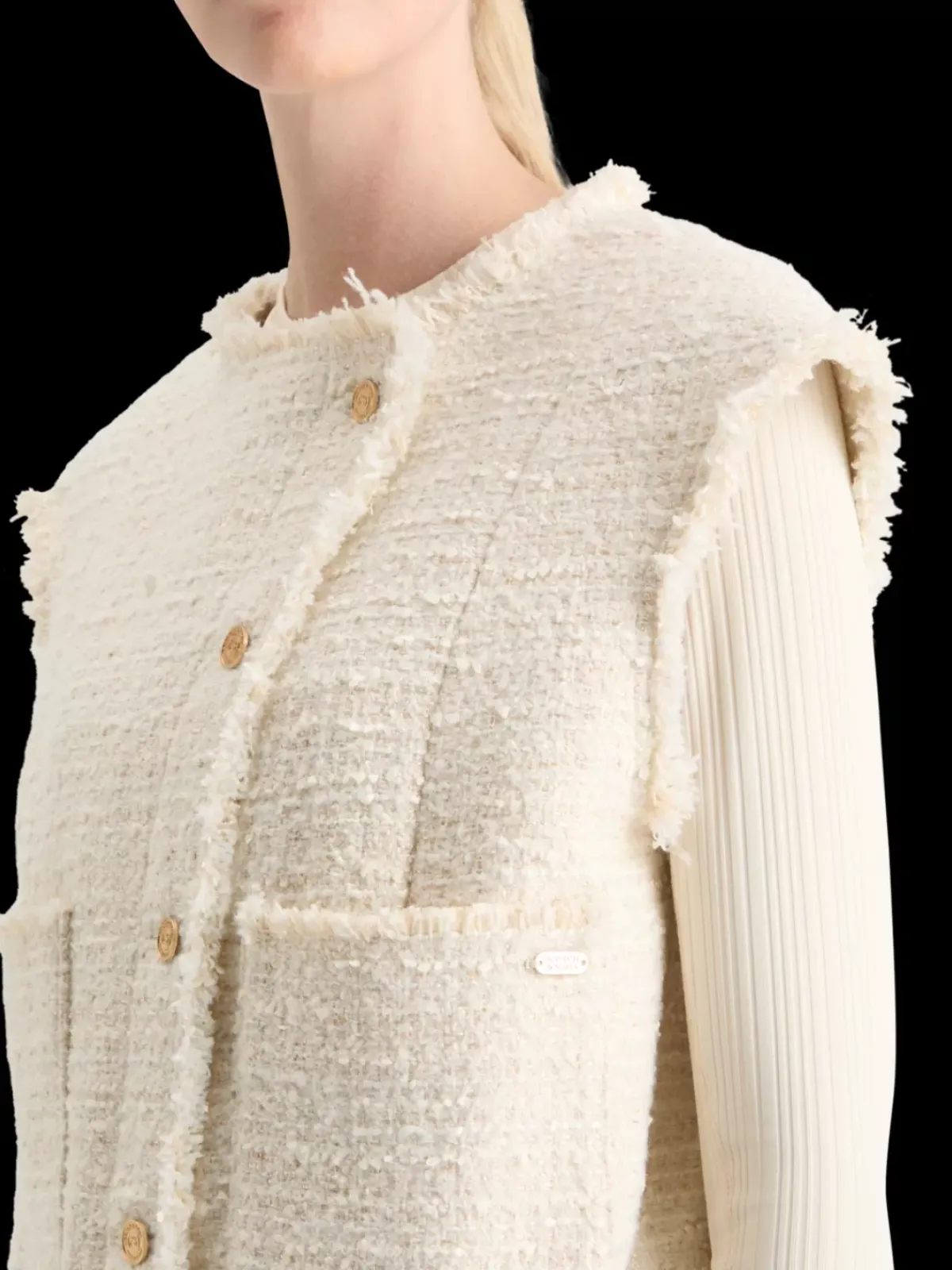 Discount BOUCLE TWEED COLLARLESS GILET Women Blazers