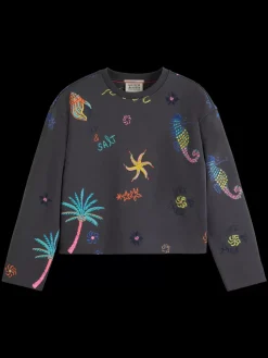 Discount BOXY FIT EMBROIDERED SWEATSHIRT Women Sweatshirts & Hoodies