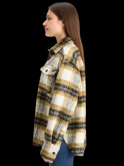 Best BRUSHED CHECK WOOL MIX SHIRT JACKET Women Jackets & Coats