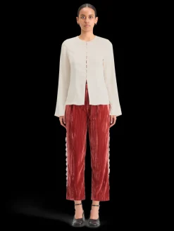 Fashion BUTTON DOWN CREPE SHIRT Women Blouses & Shirts