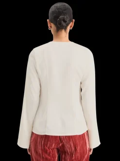 Fashion BUTTON DOWN CREPE SHIRT Women Blouses & Shirts