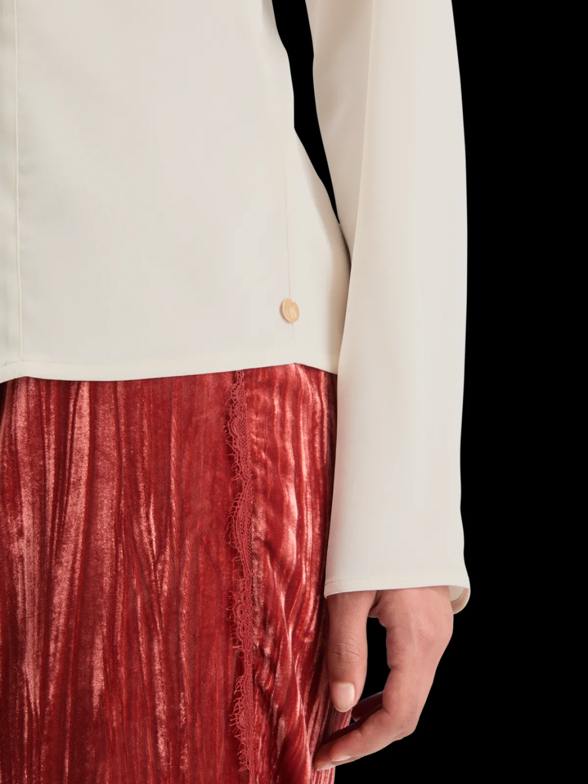Fashion BUTTON DOWN CREPE SHIRT Women Blouses & Shirts