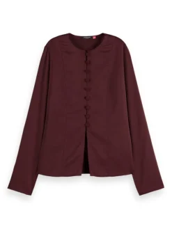 Fashion BUTTON DOWN CREPE SHIRT Women Blouses & Shirts
