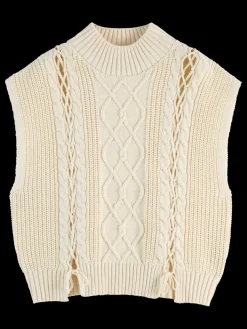 Hot CABLE STITCH FUNNEL NECK SPENCER Women Knitwear