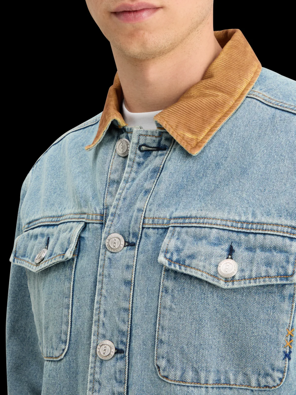 Clearance CORD COLLAR INDIGO TEDDY JACKET Jackets & Coats