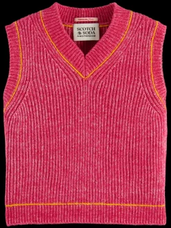 Fashion COTTON TRIPLE YARN V-NECK VEST Kids Knitwear