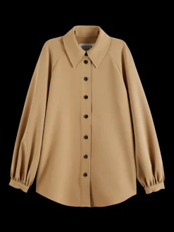 Online CREPE PEASANT SLEEVE OVERSHIRT Women Blouses & Shirts