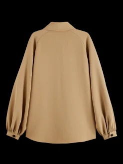 Online CREPE PEASANT SLEEVE OVERSHIRT Women Blouses & Shirts