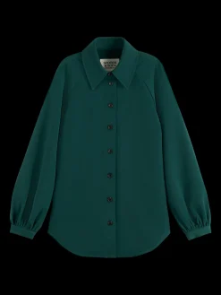 Best CREPE PEASANT SLEEVE OVERSHIRT Women Blouses & Shirts