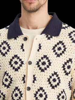 Sale Crochet knitted shirt long sleeves Knitwear