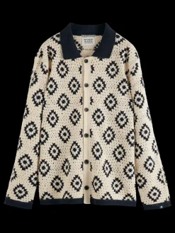 Sale Crochet knitted shirt long sleeves Knitwear