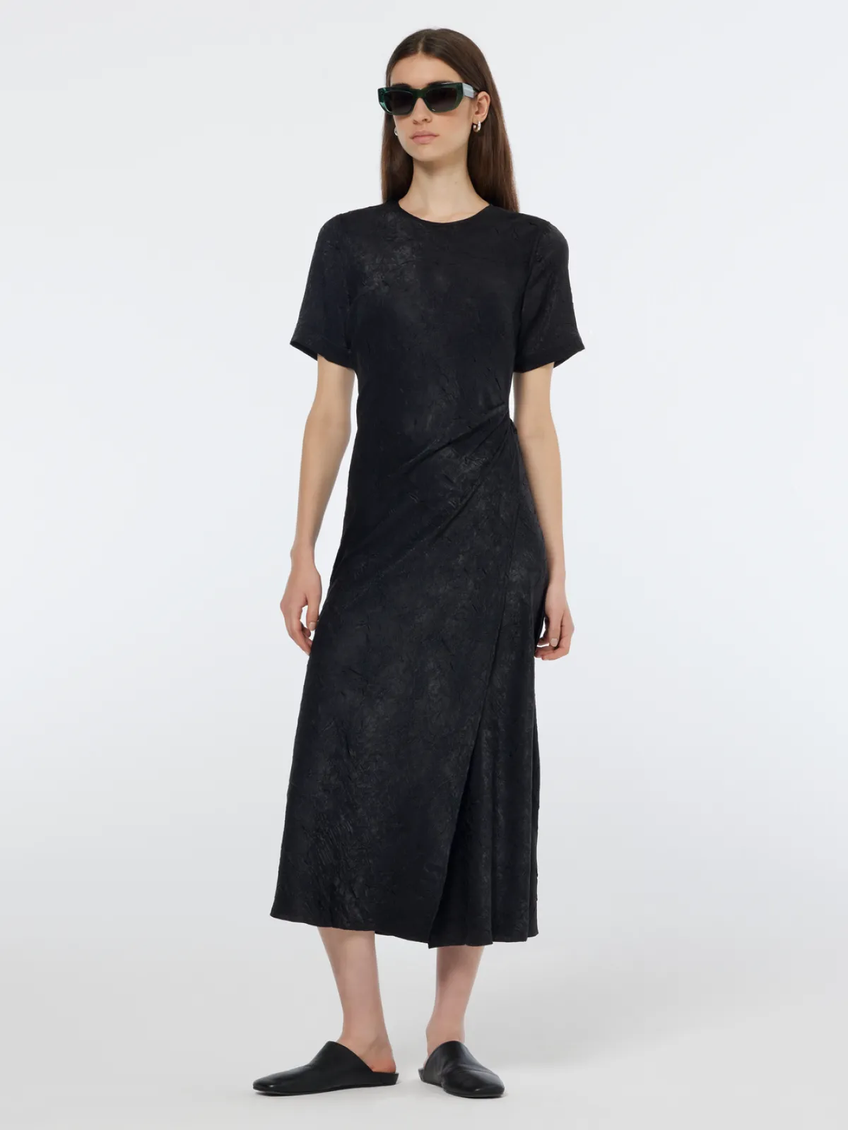 Discount Crushed Satin Wrap Dress Women Dresses & Jumpsuits