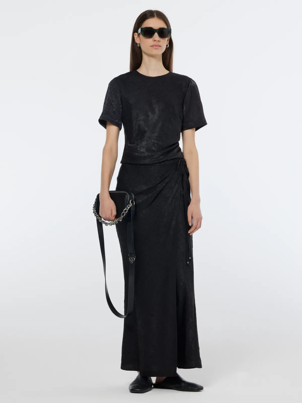 Discount Crushed Satin Wrap Top Women Tops & T-shirts