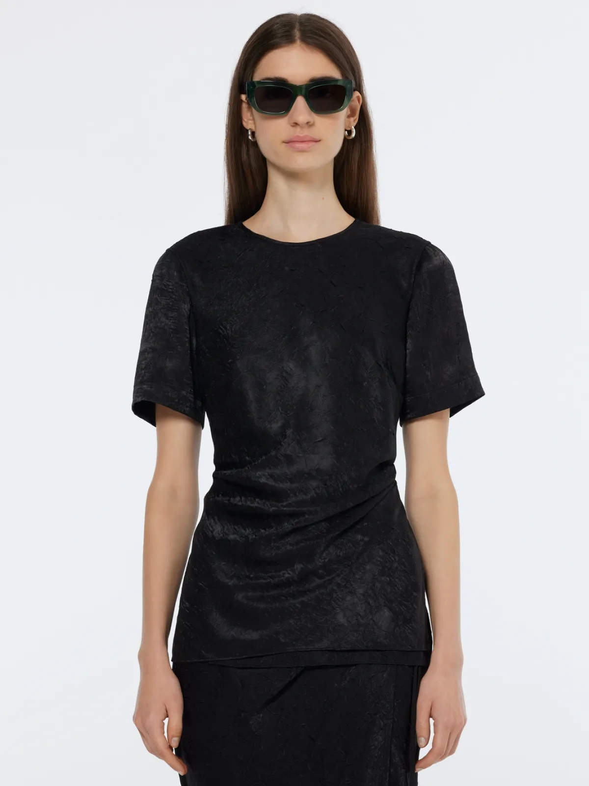 Discount Crushed Satin Wrap Top Women Tops & T-shirts