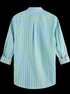 New Dobby stripe roll up sleeves Shirts