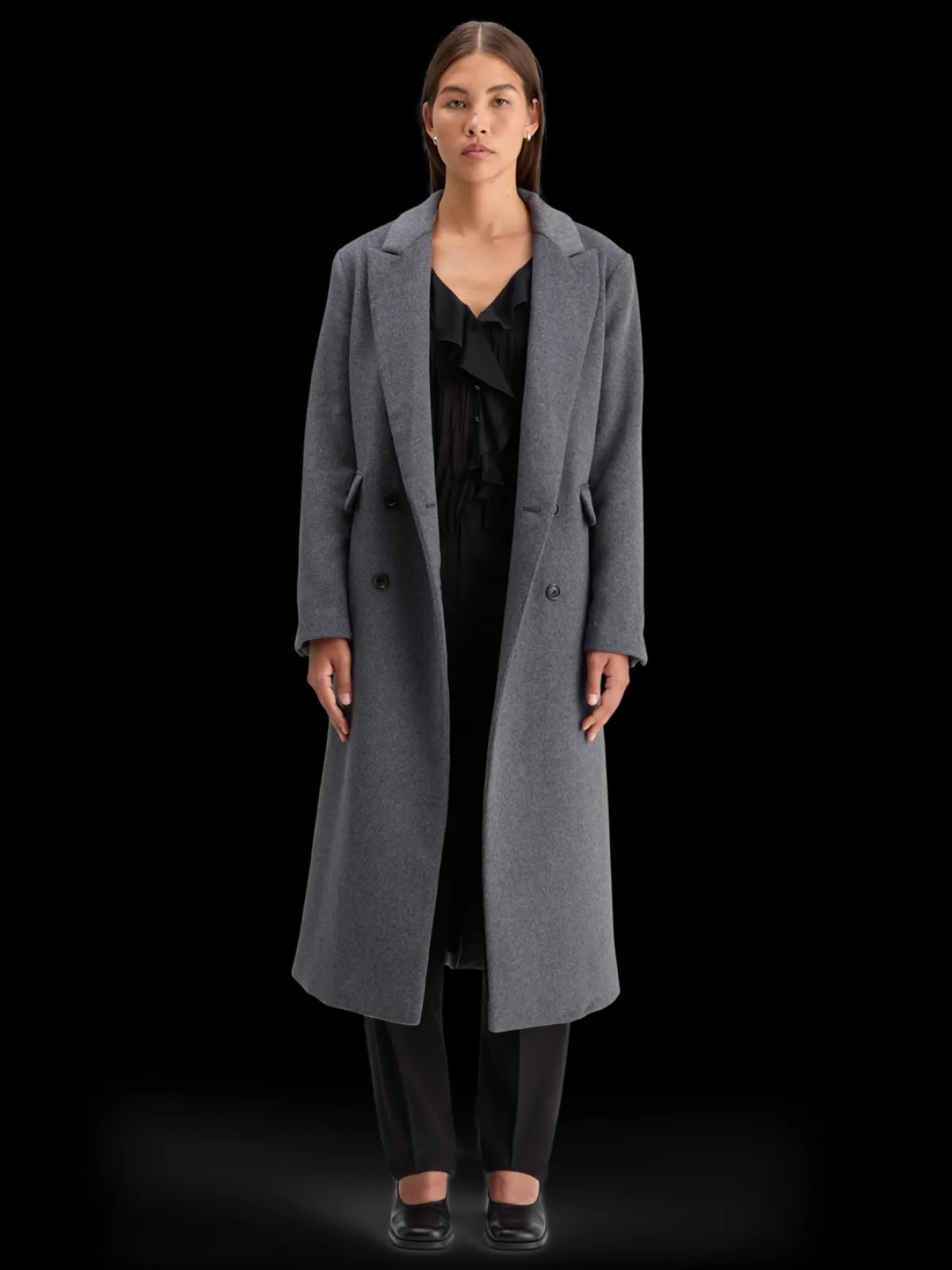 Outlet DOUBLE BREASTED TAILORED WOOL BLEND COAT Women Jackets & Coats