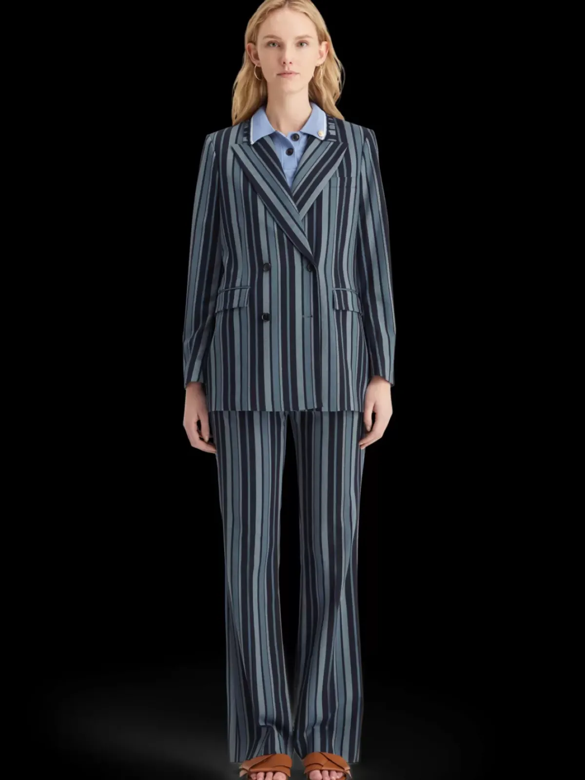 Online Fitted double breasted striped blazer Women Blazers