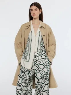 Clearance Floral embossed cotton blend carcoat Women Jackets & Coats