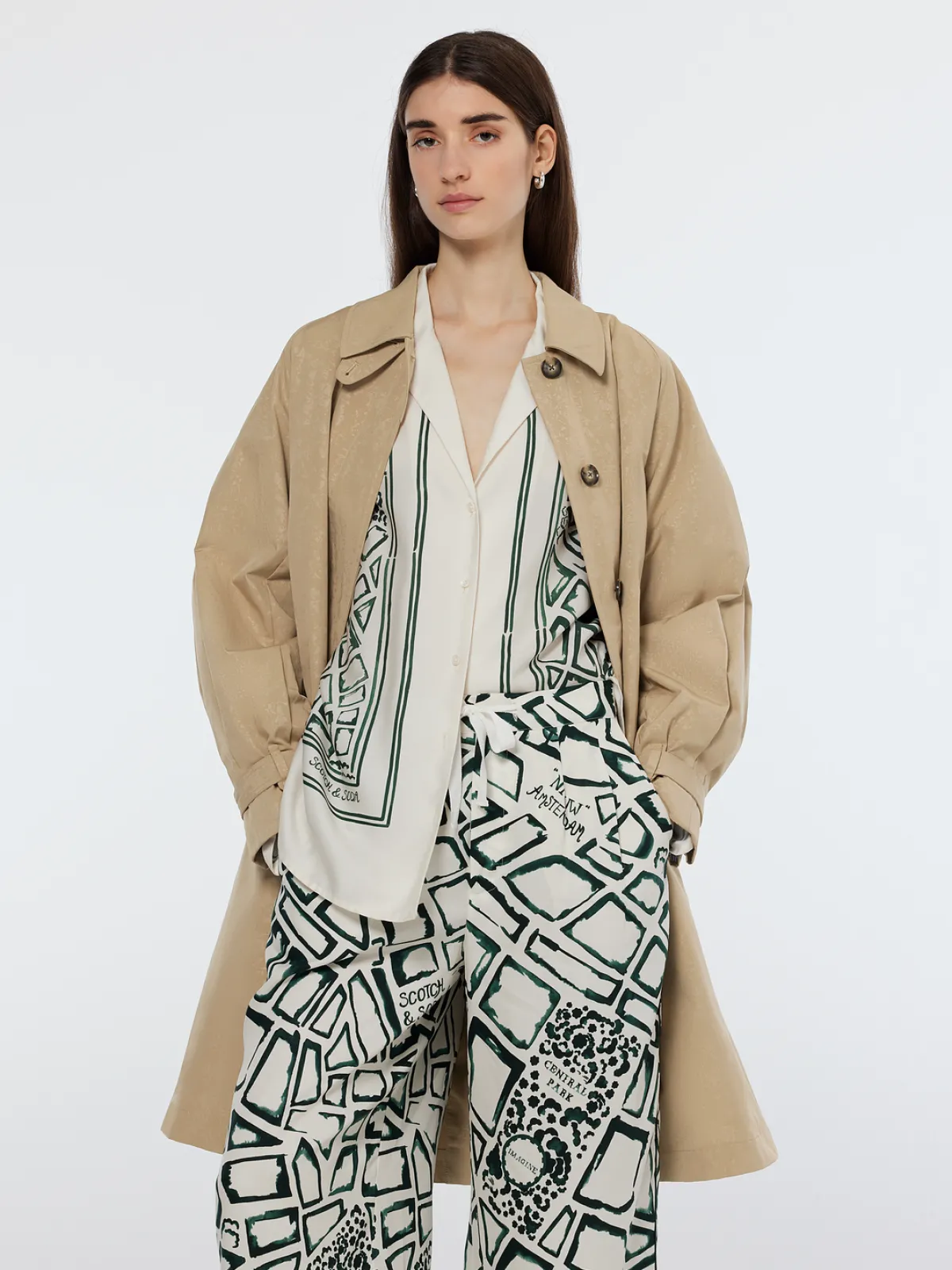 Clearance Floral embossed cotton blend carcoat Women Jackets & Coats