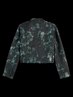 Fashion Floral jacquard cropped blazer Women Blazers