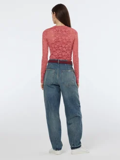 Outlet Floral lace LS T-shirt Women Tops & T-shirts