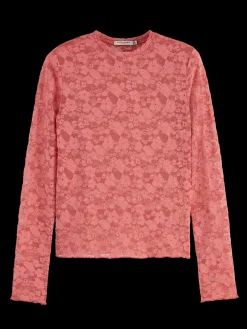 Outlet Floral lace LS T-shirt Women Tops & T-shirts