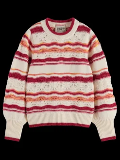 Outlet FLUFFY MULTI-STRIPE PULLOVER Kids Knitwear