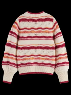 Outlet FLUFFY MULTI-STRIPE PULLOVER Kids Knitwear