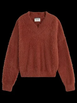 Best FLUFFY V-NECK RELAXED PULLOVER Women Knitwear