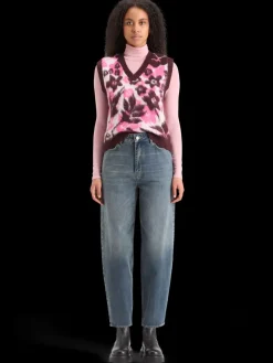Outlet FUZZY V- NECK JACQUARD SPENCER Women Knitwear