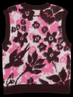Outlet FUZZY V- NECK JACQUARD SPENCER Women Knitwear