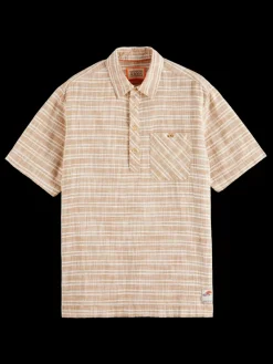 Sale Horizontal cotton linen stripe shirt Shirts