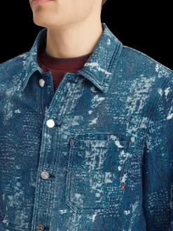 Discount Indigo jacquard denim workwear jacket with wash effects Jackets & Coats
