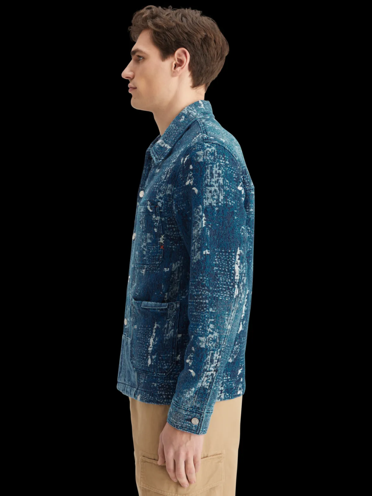 Discount Indigo jacquard denim workwear jacket with wash effects Jackets & Coats