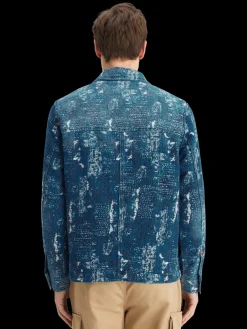 Discount Indigo jacquard denim workwear jacket with wash effects Jackets & Coats