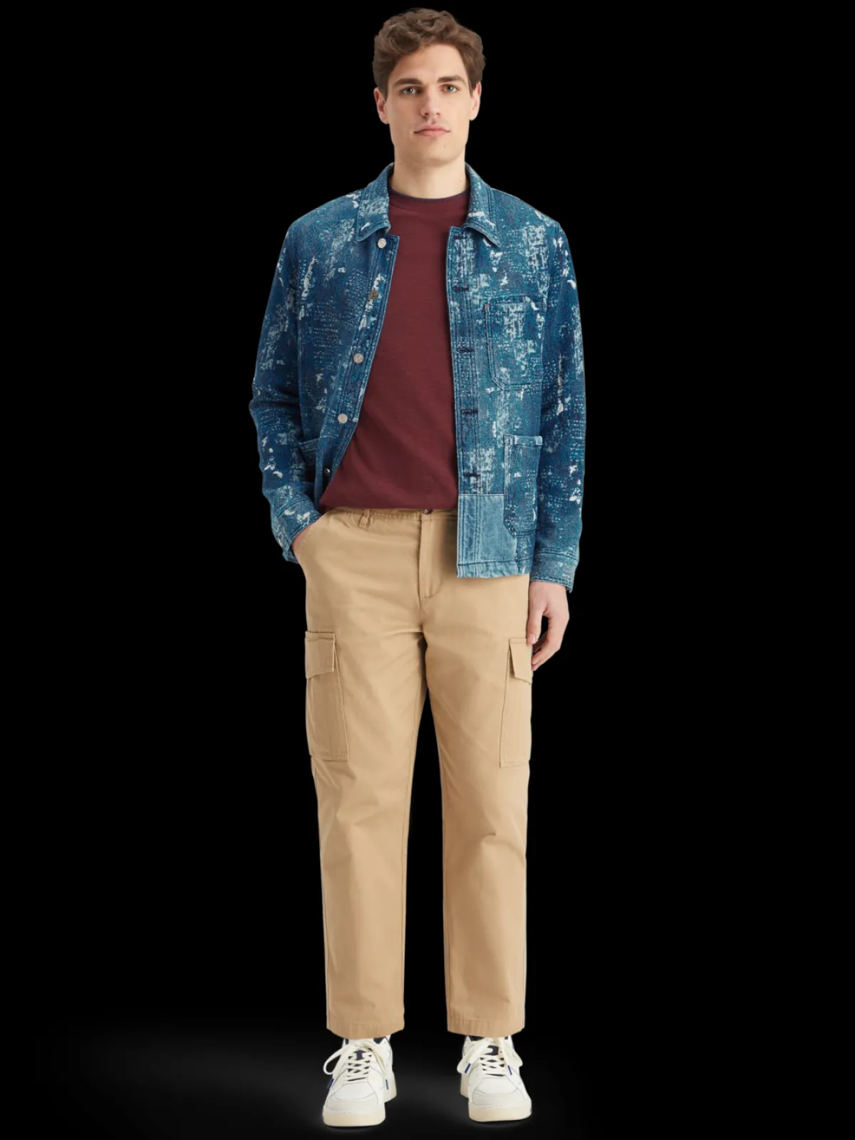 Discount Indigo jacquard denim workwear jacket with wash effects Jackets & Coats