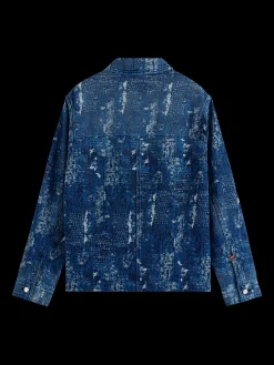 Discount Indigo jacquard denim workwear jacket with wash effects Jackets & Coats