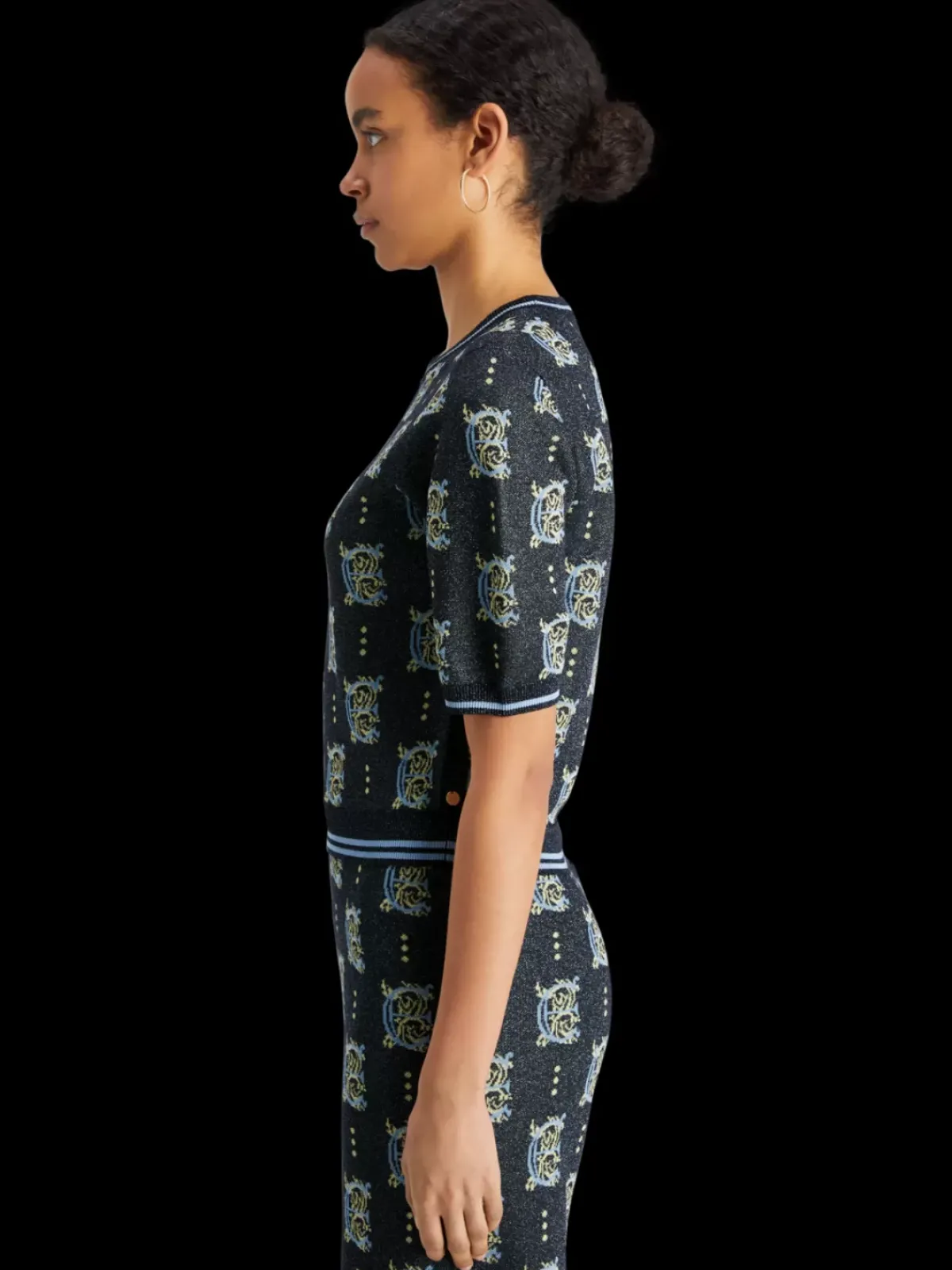 Fashion Jacquard cropped pullover Women Knitwear
