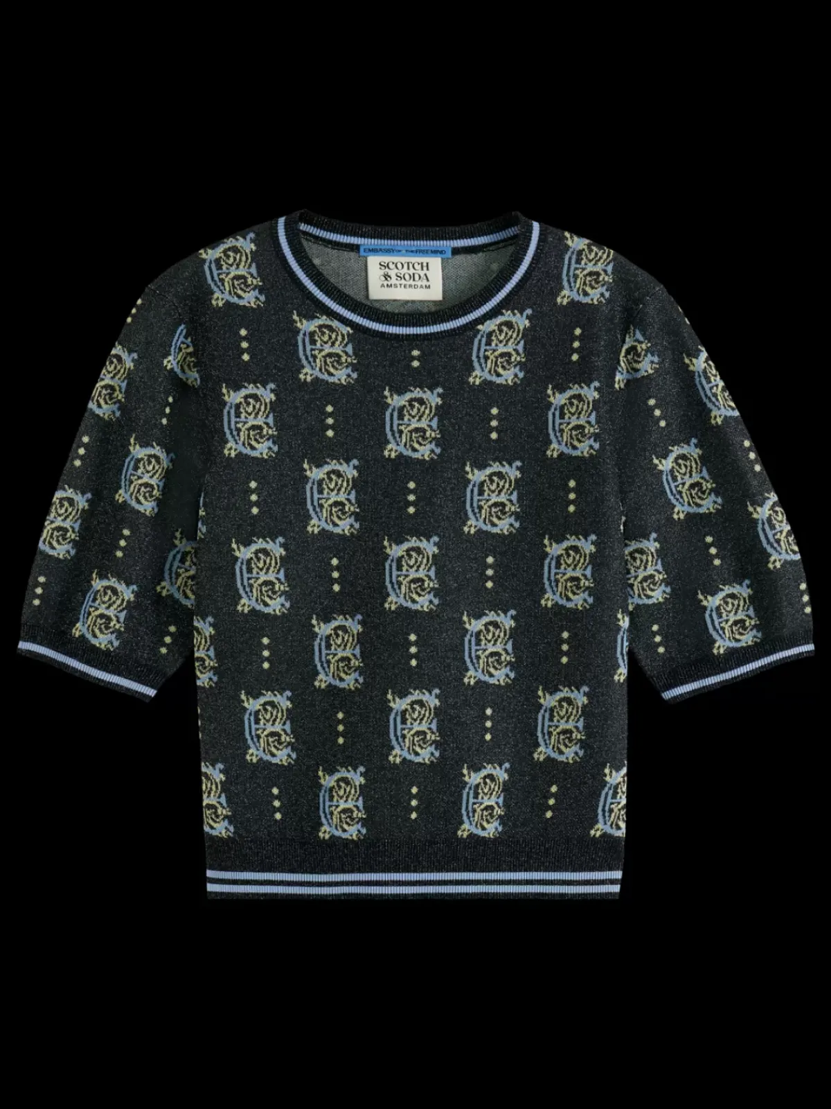 Fashion Jacquard cropped pullover Women Knitwear