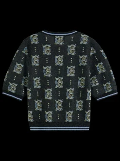 Fashion Jacquard cropped pullover Women Knitwear