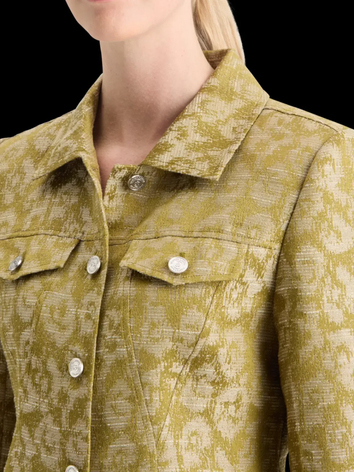 Best JACQUARD FITTED TRUCKER BLAZER Women Blazers