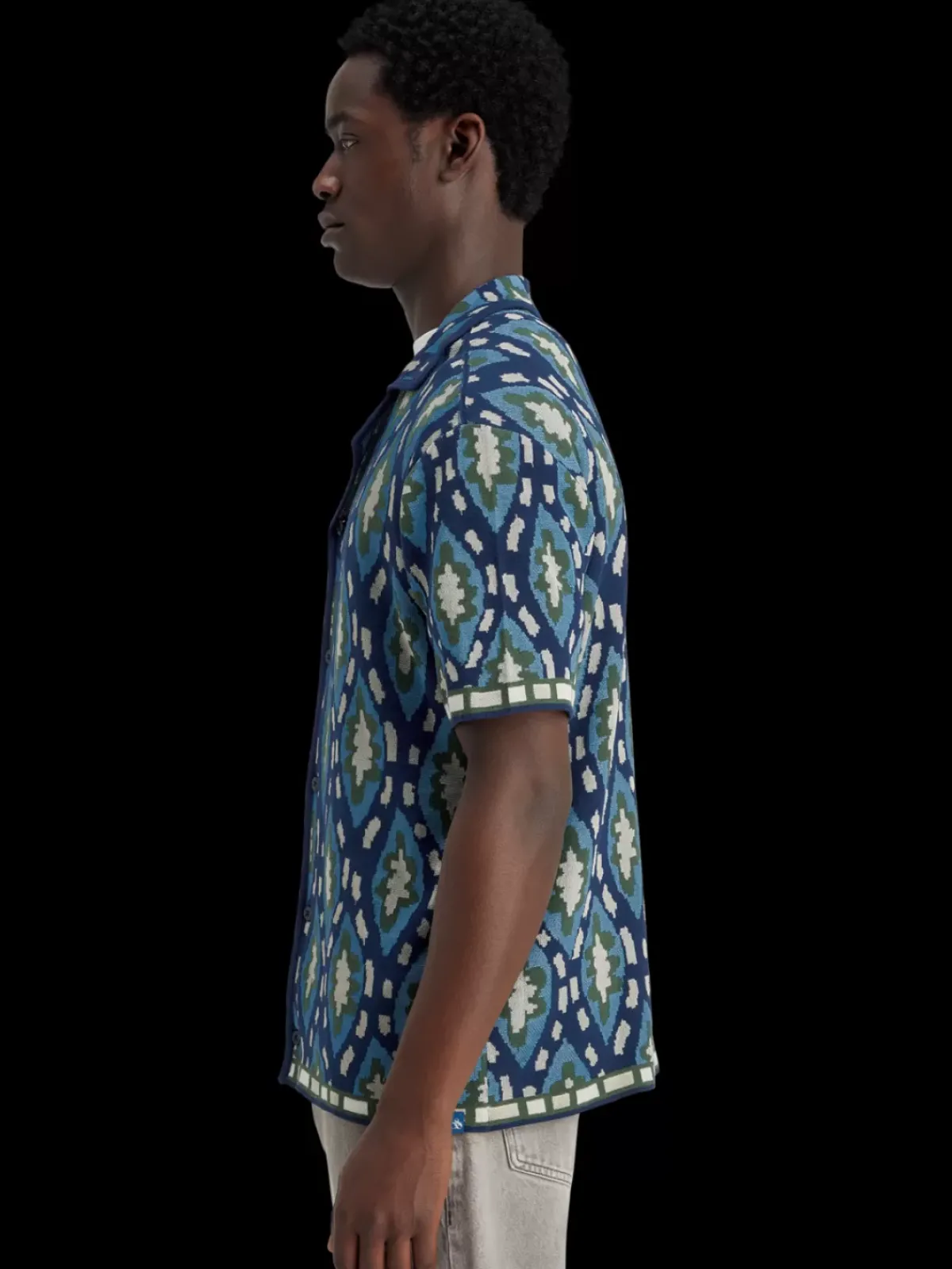 Online Jacquard knitted short-sleeved shirt Knitwear