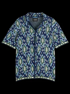 Online Jacquard knitted short-sleeved shirt Knitwear