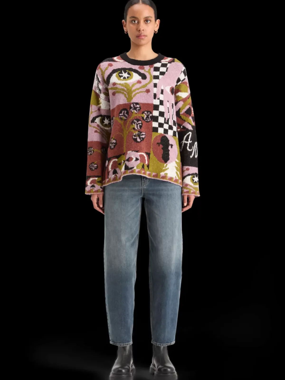 Sale JACQUARD OVERSIZED PULLOVER Women Knitwear