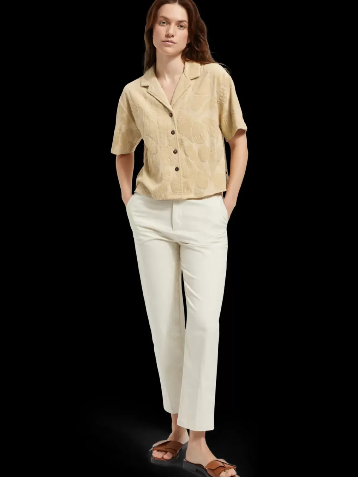 Hot JACQUARD TOWELING CAMP SHIRT Women Tops & T-shirts