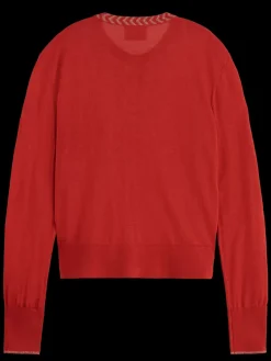 Best JACQUARD TRIM CREW NECK CARDIGAN Women Sweatshirts & Hoodies